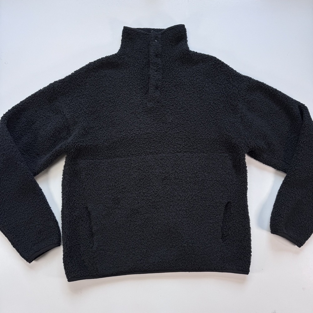 SKIMS Cozy Knit‎ Sherpa Pullover Fleece Womens Small/Medium Black Soft Pockets